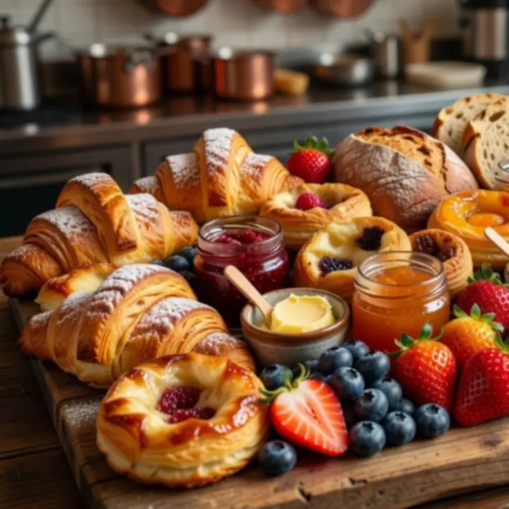 Breakfast platter catering setup with pastries and fruit
