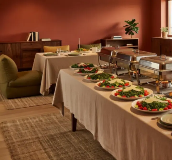 Warm, inviting catering dining setup from RURAL COFFEE HUT LTD