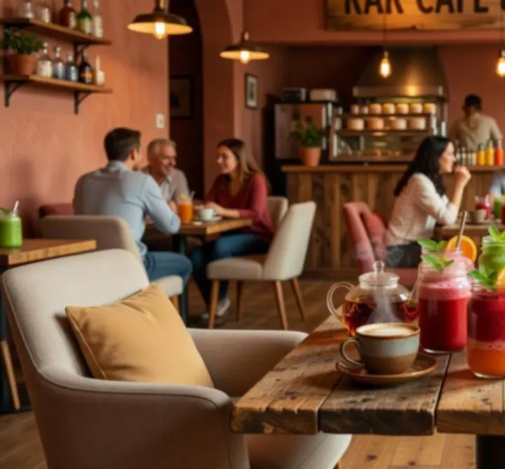 Selection of speciality drinks inside the warm and inviting interior of RURAL COFFEE HUT LTD