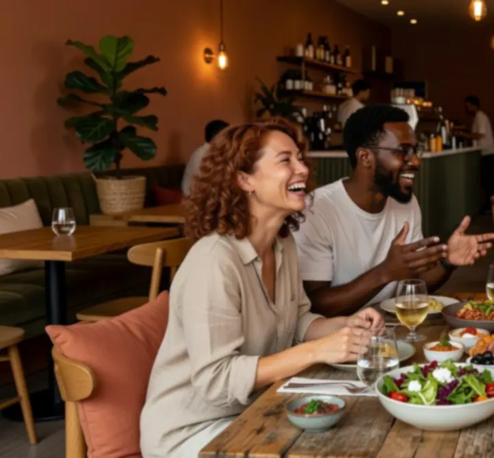 Small group celebration around a table at RURAL COFFEE HUT LTD with shared dishes.